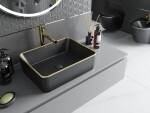 MEXEN - Catia umývadlo na dosku 48 x 37, čierna mat/zlatá linka 21314875