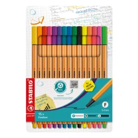 STABILO® point 88 - 15 ks sada - 15 rôznych farieb vrátane 5 neónových (8815-1)