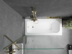 MEXEN/S - Vega obdĺžniková vaňa 180 x 80 cm s panelom + vaňová zástena 100, transparent, zlatá 550118080X9510000050