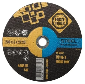 FORTE TOOLS Rezný kotúč na kov / 230 mm / Hrúbka 3 mm / Otvor 22,23 mm (374355)