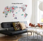 Veselá Stena Samolepka Mapa Sveta s vlajkami