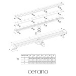 CERANO - Sprchový odtokový žľab, sifón otočný 360 ° - DN50 - nerez - 92 CER-679297