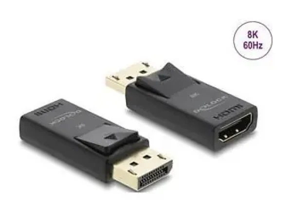 DeLock DisplayPort (M) - HDMI (F) čierna / Video adaptér / aktívna / podpora HDR10 / podpora 1080p (61084)