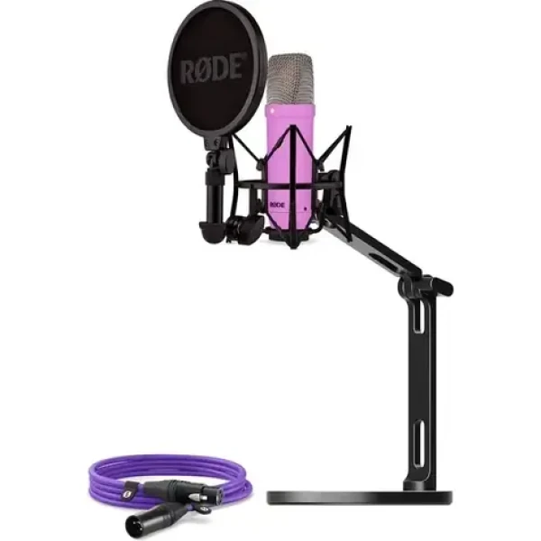 Rode NT1 Signature fialová / Štúdiová sada / Kondenzátorový mikrofón / XLR kábel / Stolné rameno (BUROINT1PU)