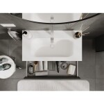 MEXEN/S - Orio kúpeľňová skrinka 90 cm s umývadlom Vela, 2 zásuvky, grafit mat/biela mat 91A10-09047-2-BFF66-W23M01