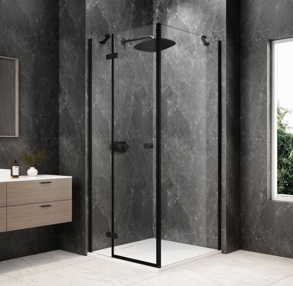 POLYSAN - GLOBE BLACK štvorcová sprchová zástena 900x900, číre sklo, ľavá GB1090-3315LB