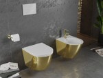 MEXEN - Lena Závesná WC misa vrátane sedátka s slow-slim, duroplast, biela/zlatá 30224006