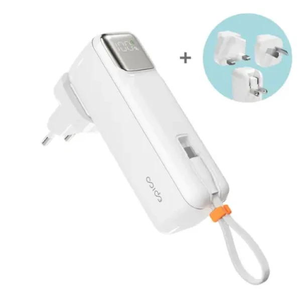 Epico UltraPack 2in1 5000mAh cestovná powerbanka a sieťový adaptér ET30 biela (8596049196962)