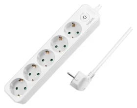 LogiLink predlžovací kábel 5 zásuviek s vypínačom biela / Predlžovací kábel / 1,5 m / 230 V / 16 A / 3600 W (LPS246)