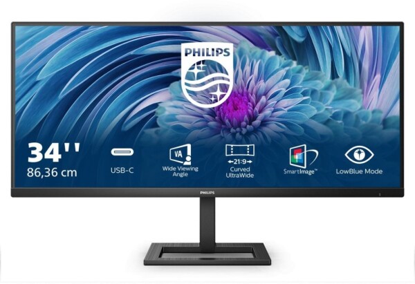 Philips Philips E Line 346E2LAE/23, 86.4 cm (34"), 3440 x 1440 pixels, Wide Quad HD, LCD, 4 ms, Black