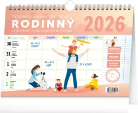 NOTIQUE Týždenný rodinný plánovací kalendár s háčikom 2026, 30 x 21 cm (PGS-35298)