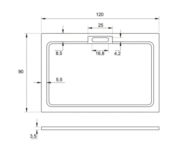 H K - Luna Sprchová vanička z liateho mramoru, obdĺžnik, 120x90x3, 5 cm LUNA12090