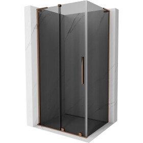 MEXEN/S - Velar L sprchovací kút, posuvné dvere 120 x 90, grafit, ružové zlato 871-120-090-43-60