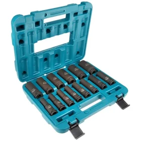 Makita E-16586 IMPACT BLACK / sada nástrčných kľúčov predĺžených štvorhran 1/2" / 14 ks / v plastovom kufri (E-16586)