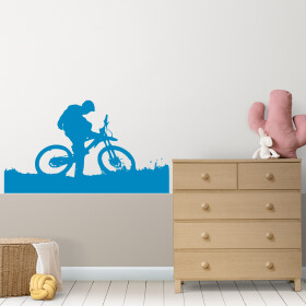 Veselá Stena Samolepka Cyklokros Farba: modrá, Veľkosť: 40 x 23 cm
