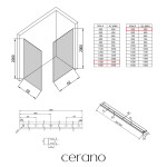 CERANO - Sprchová zástena Walk-in Crystal TL/P - 8 mm - bezvzperový systém + polička/držiak na uteráky - chróm, grafitové sklo - 150x50x200 CER-8050BD6274