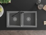 MEXEN/S MEXEN/S - Mario granitový drez 2-bowl vrátane batérie Duero, šedá 6504-71-671600-70