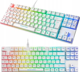Deltaco Žemo profilio mechaninė RGB klaviatūra DELTACO GAMING UK išdėstymas, raudoni jungikliai, balta/RGB / GAM-111-W-UK