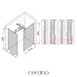 CERANO - Sprchová zástena Walk-in Onyx TL/P - 8 mm - hranatá vzpera - čierna matná, bronzové sklo - 150x140x200 CER-686878