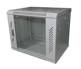 Lexi-net 19" nástenný rozvádzač 9U 600x450 sivý / Nástenný rozvádzač / nosnosť 60 kg / sklenené dvere / rozložený (LN9U-60/45)