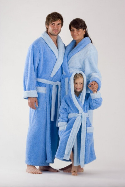 VÝPREDAJ - Detský župan Lilly s kapucňou 9019 - Vestis 128 sv.modrá s modrou