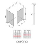 CERANO - Sprchová zástena Walk-in Crystal TL/P - 10 mm - bezvzperový systém - chróm, grafitové sklo- 140x130x200 CER-8050BD80417