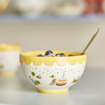 Bloomingville Celebrate Mini detská miska z kameniny žltá krémová 13,5 cm