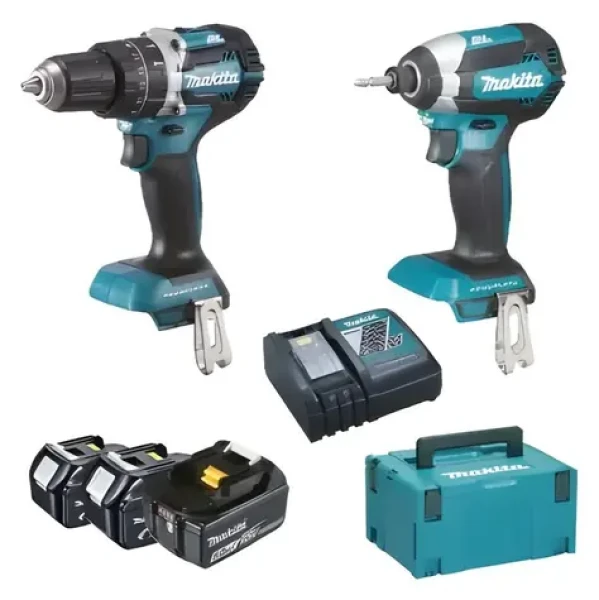 Makita LXT DHP484 súprava náradia / Súprava aku náradia / vŕtačka a rázový uťahovač / 18V / 3x 5,0 Ah / kufor Makpac (DLX2180TJ1)