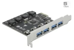 DeLock / Rozširujúca karta USB / PCIe x1 / 4X USB-A ext. / USB 3.2 Gen 1 (5 Gbit/s) (90509)