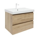 Kúpeľňová skrinka 2 zásuvková s umývadlom SAT B-Way 79x50x45 cm dub mat BWAY280OAKU1BBI BWAY280OAKU1BBI
