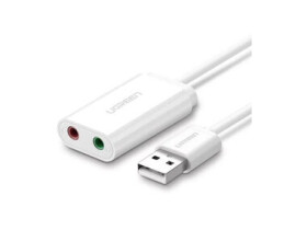 Ugreen Externá zvuková karta USB-A (M) - 2x 3.5mm Jack (F) 0.15m biela (6957303831432)