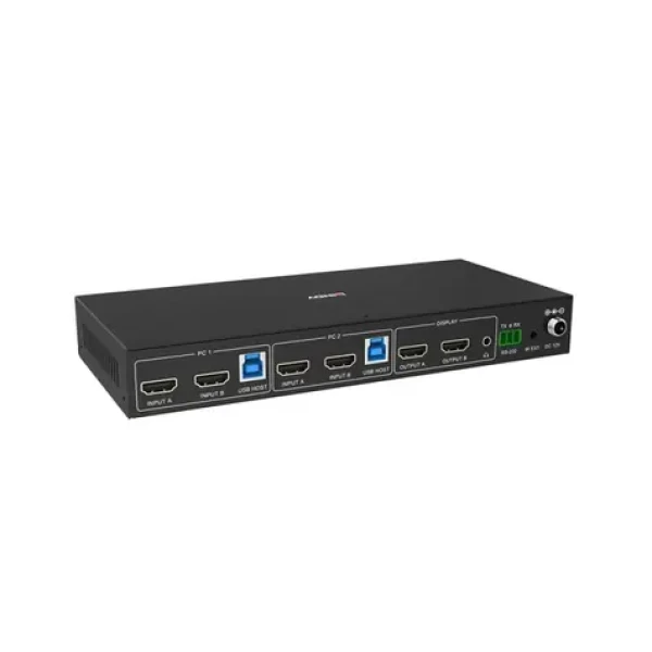 Lindy 2 Port Dual Head HDMI 4K60 čierna / KVM prepínač / USB 3.0 / 2 PC / kovové telo (39314)