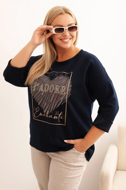 Dámska mikina Plus Size s kapucňou a potlačou, grafitová UNI