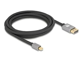 DeLock 81093 3M čierna / sivá / Kábel Mini DisplayPort na DisplayPort / 8K / 60 Hz / DP 1.4 / HDR (81093)