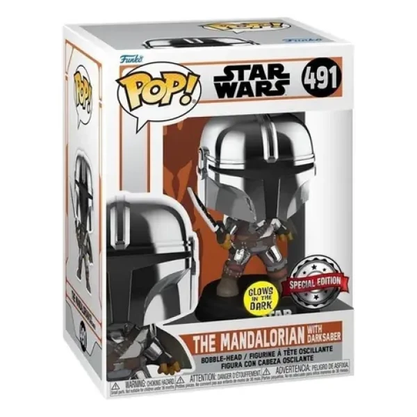 Funko POP! The Mandalorian with Darksaber (Star Wars) Special Edition (Glows in Dark)