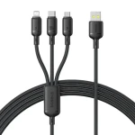 Baseus Rapid Series čierna / Rýchlonabíjací kábel 3v1 / USB-A (M) - microUSB, USB-C, Lightning (M) / 100W / 1,5 m (P10377705123-00)