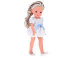 Mamido Lovely Girl Roztomilá bábika v bielych šatách s modrou mašľou 33 cm