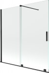MEXEN/S - Velar Dvojkrídlová posuvná vaňová zástena 160 x 150, transparent, čierna 896-160-000-01-70