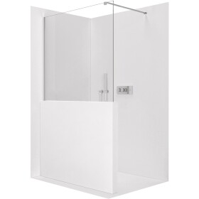 CERANO - Sprchová zástěna Walk-in Onyx Half Cube L/P - 8 mm - hranatá vzpěra - chrom, transparentní sklo - 100x100 CER-978623