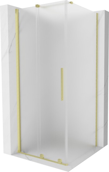 MEXEN/S - Velár sprchovací kút, posuvné dvere 120 x 120, dekor, zlato kartáčovaná 871-120-120-31-55