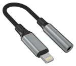 FIXED Link Space Gray / Redukcia / Lightning - 3,5 mm jack / hliníkové telo / opletený kábel / OTG (FIXA-LJ-GR)