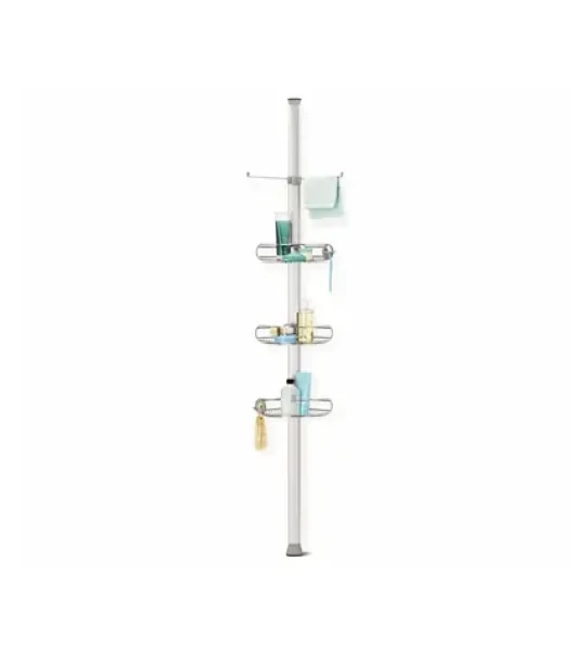 Simplehuman Rohová tyč s nastaviteľnými poličkami do sprchy 182 -274cm / nerez / hliník (BT1062)