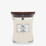 Woodwick Linen 275g - váza stredná / doba horenia: až 65h (5038581057873)