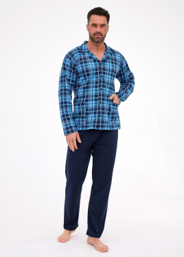 Cornette pyžamo 114/82 long/r M-2XL pánske pyžamo na zips tmavě modrá M