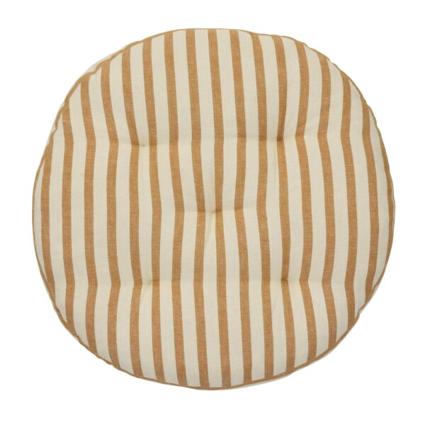 MADAM STOLTZ Okrúhly sedák na stoličku Stripes Off white / Dark honey Ø 45 cm