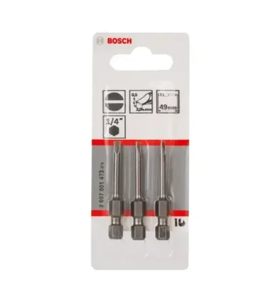 BOSCH 2607001473 / Sada skrutkovacích bitov Extra Hard S0.5x3 49 mm (3 ks) / Extra odolné (2607001473)
