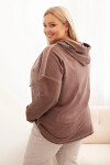 Dámska mikina s kapucňou a potlačou Plus Size Brown UNI