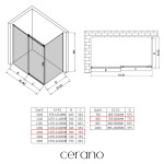 CERANO - Sprchovací kút Santoro Ľ/P - 8 mm - chróm, transparentné sklo - 140x80x195 - posuvný CER-8050BD7363
