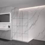 CERANO - Sprchová zástena Walk-in Onyx Cube Ľ/P - 8 mm - hranatá vzpera - biela matná, industriálne sklo - 140x200 CER-8050BD498