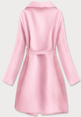 Minimalistický dámský kabát v pudrově růžové barvě (747ART) Barva: odcienie różu, Velikost: ONE SIZE
